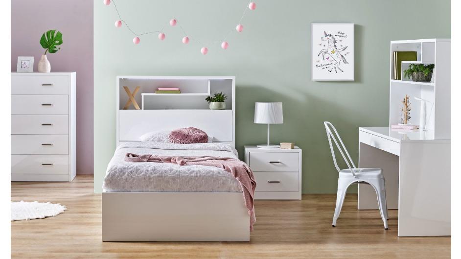 Edge Single Gaslift Bed - White