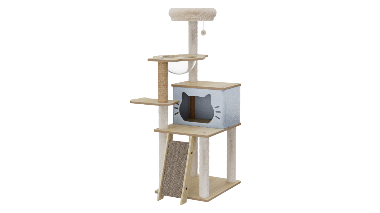 PaWz Cat Beige Tree Tower Scratching Post House Bowl - 120cm