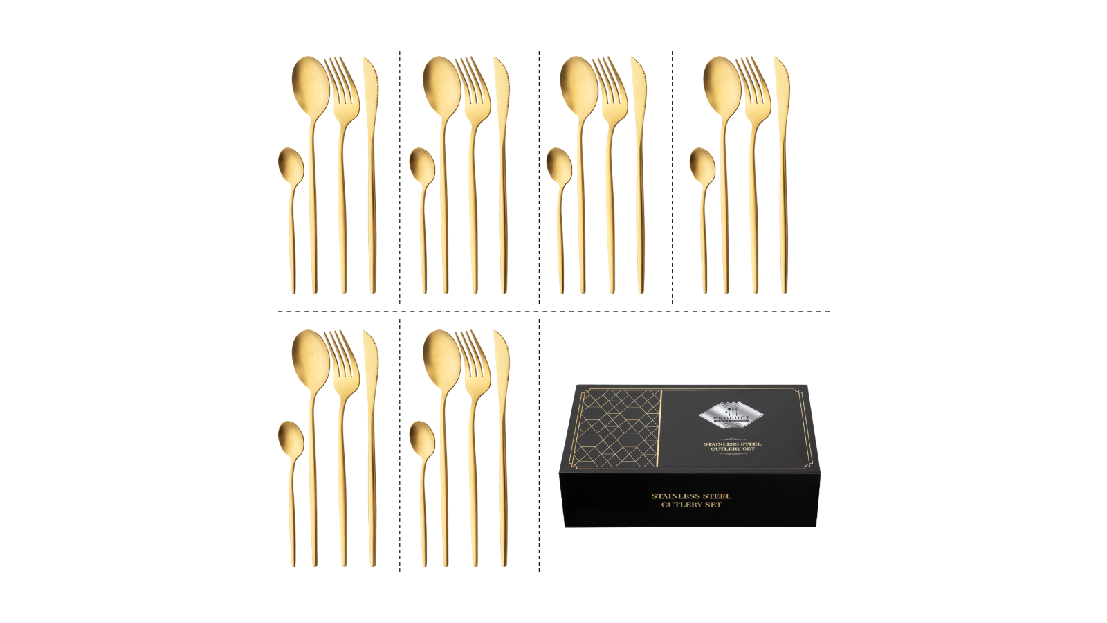 24 Piece Stainless Steel Cutlery Set - Gold