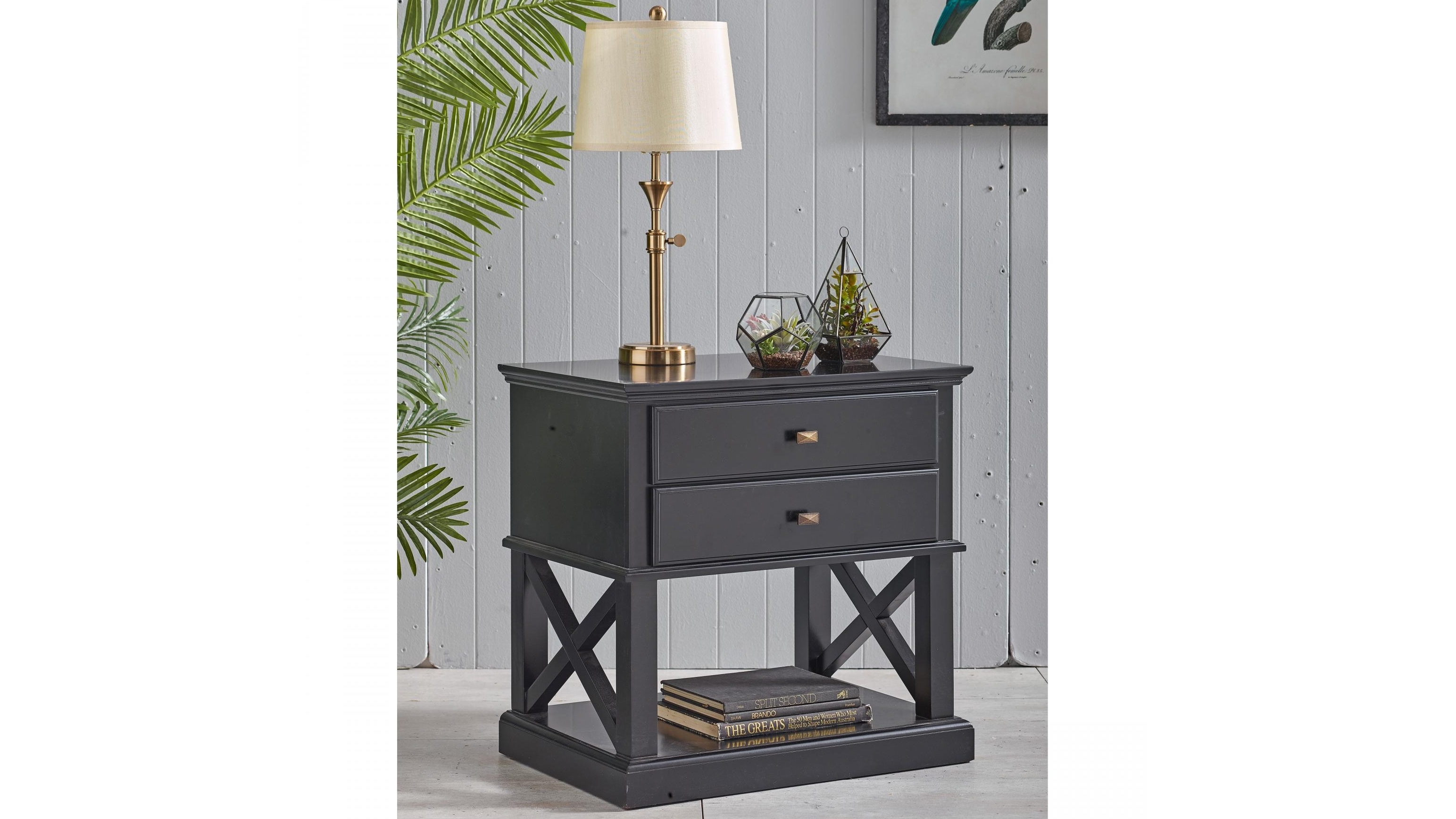 Boston 2-Drawer Bedside Table - Black | Harvey Norman