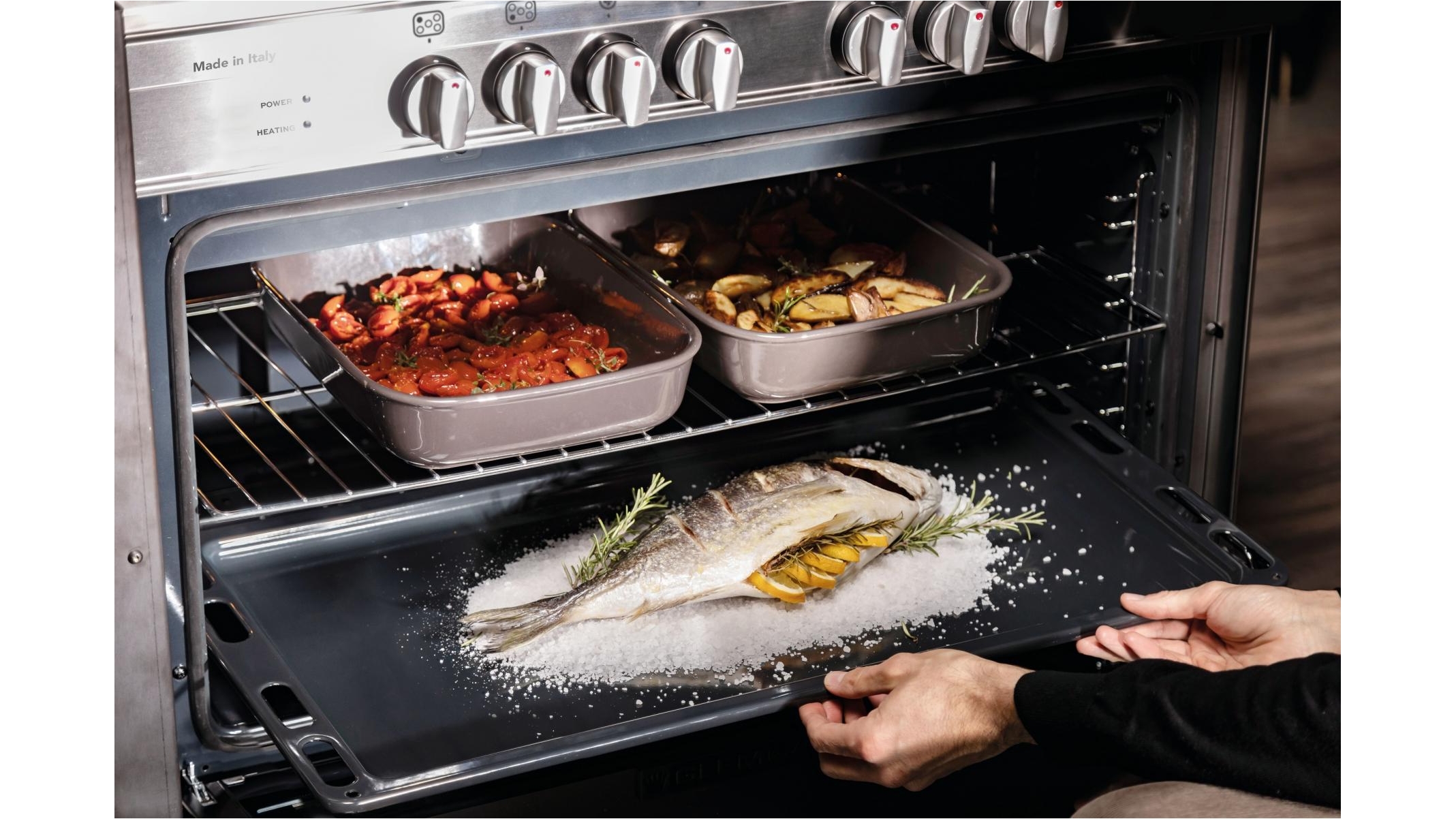 Glem 900mm Black Freestanding Bi Energy Cooker with Doppio Oven