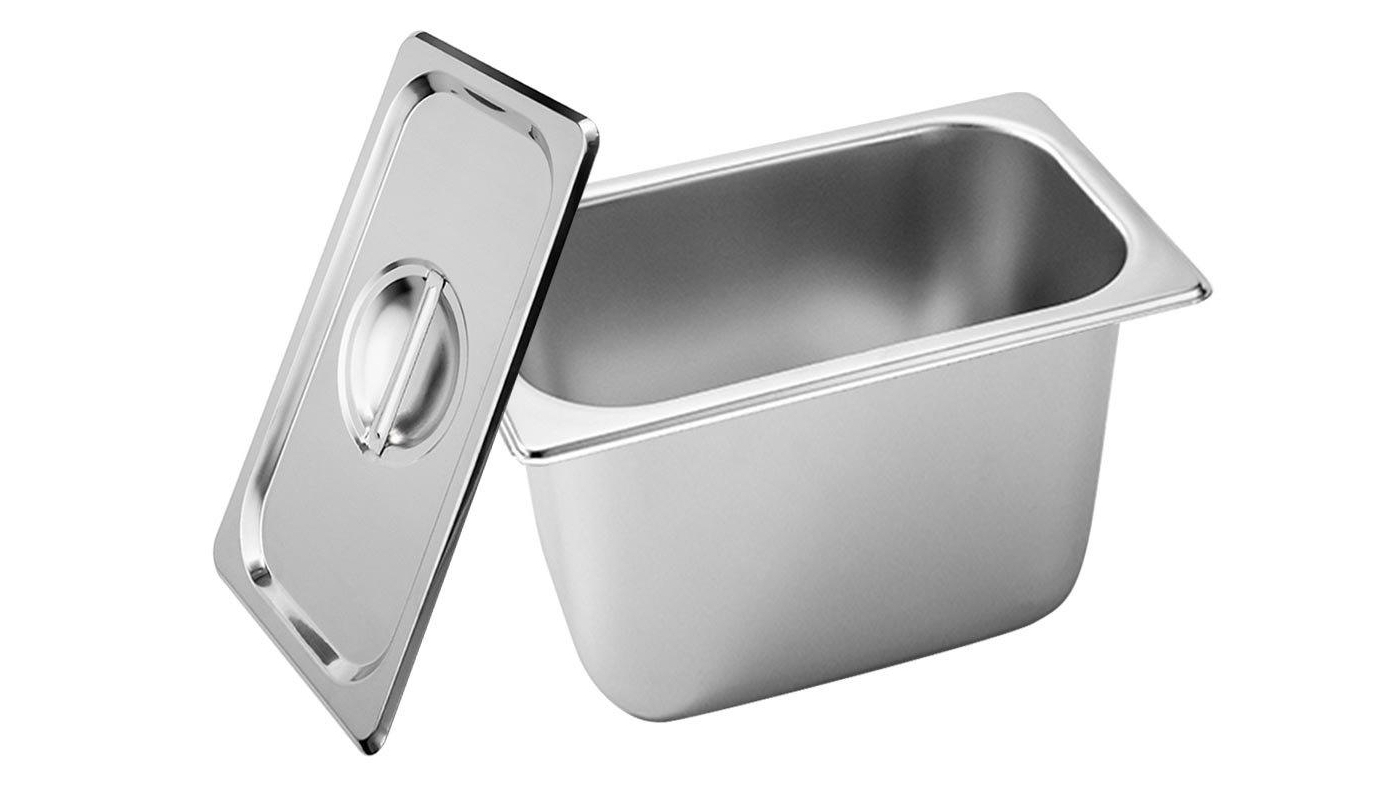 SOGA Gastronorm GN Pan Full Size 1/3 GN Pan 20cm Deep Stainless Steel Tray With Lid