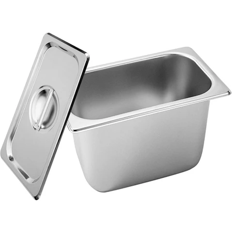 SOGA Gastronorm GN Pan Full Size 1/3 GN Pan 20cm Deep Stainless Steel Tray With Lid