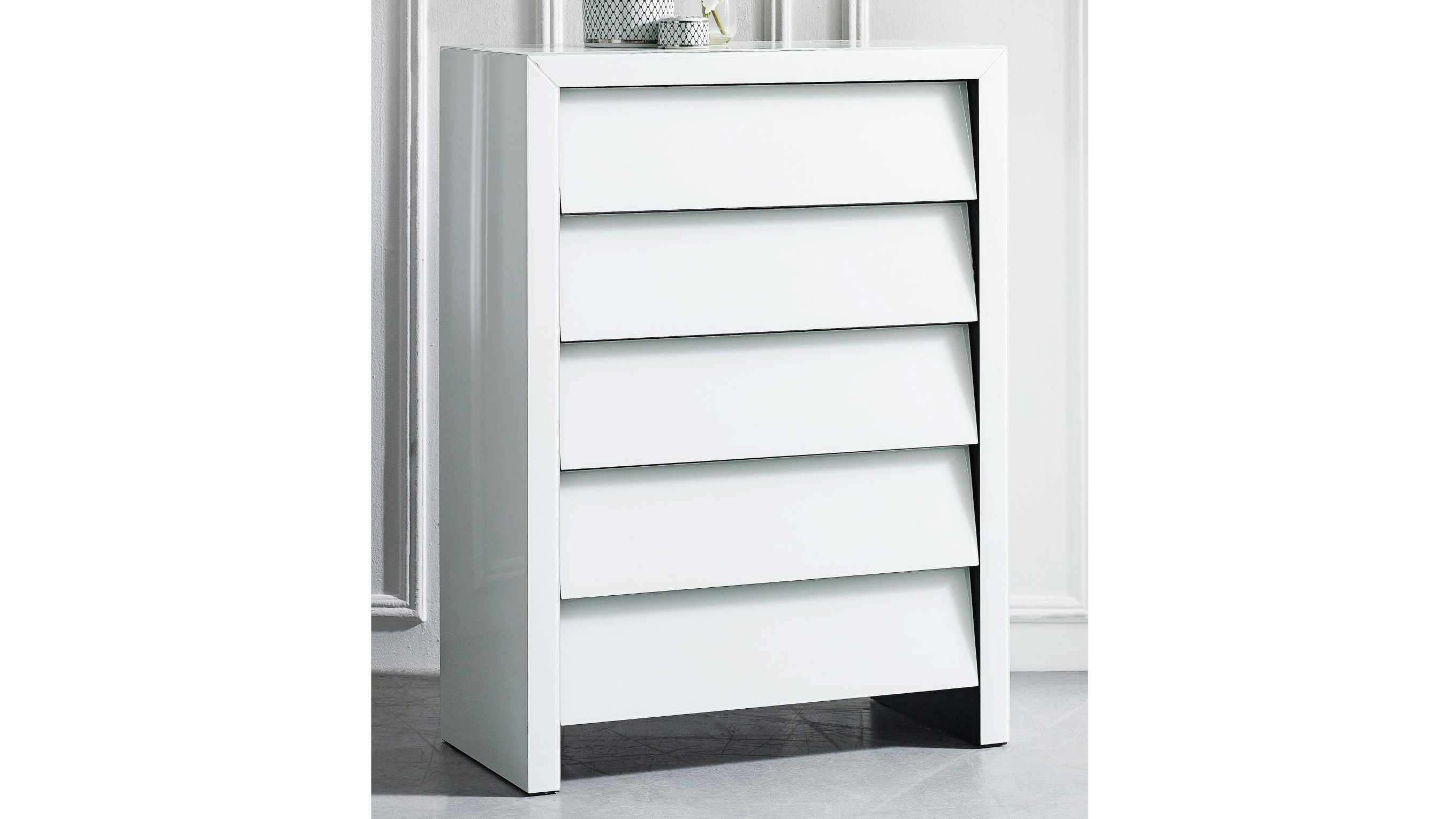 Louvre 5-Drawer Tallboy - White