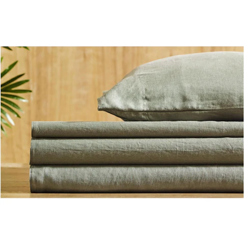 L'Avenue Pure Linen Olive Sheet Set - King