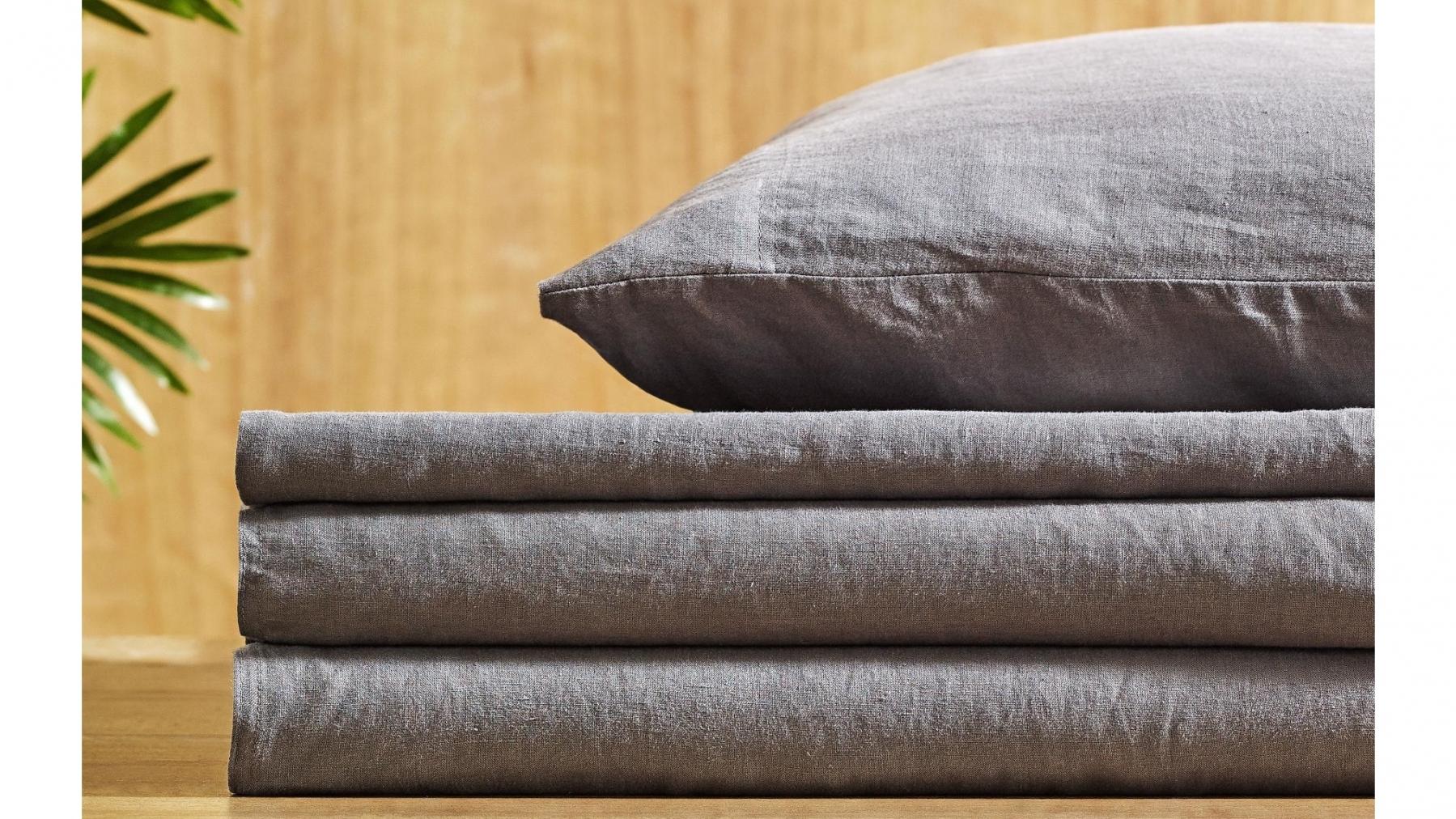 L'Avenue Pure Linen Charcoal Sheet Set - King