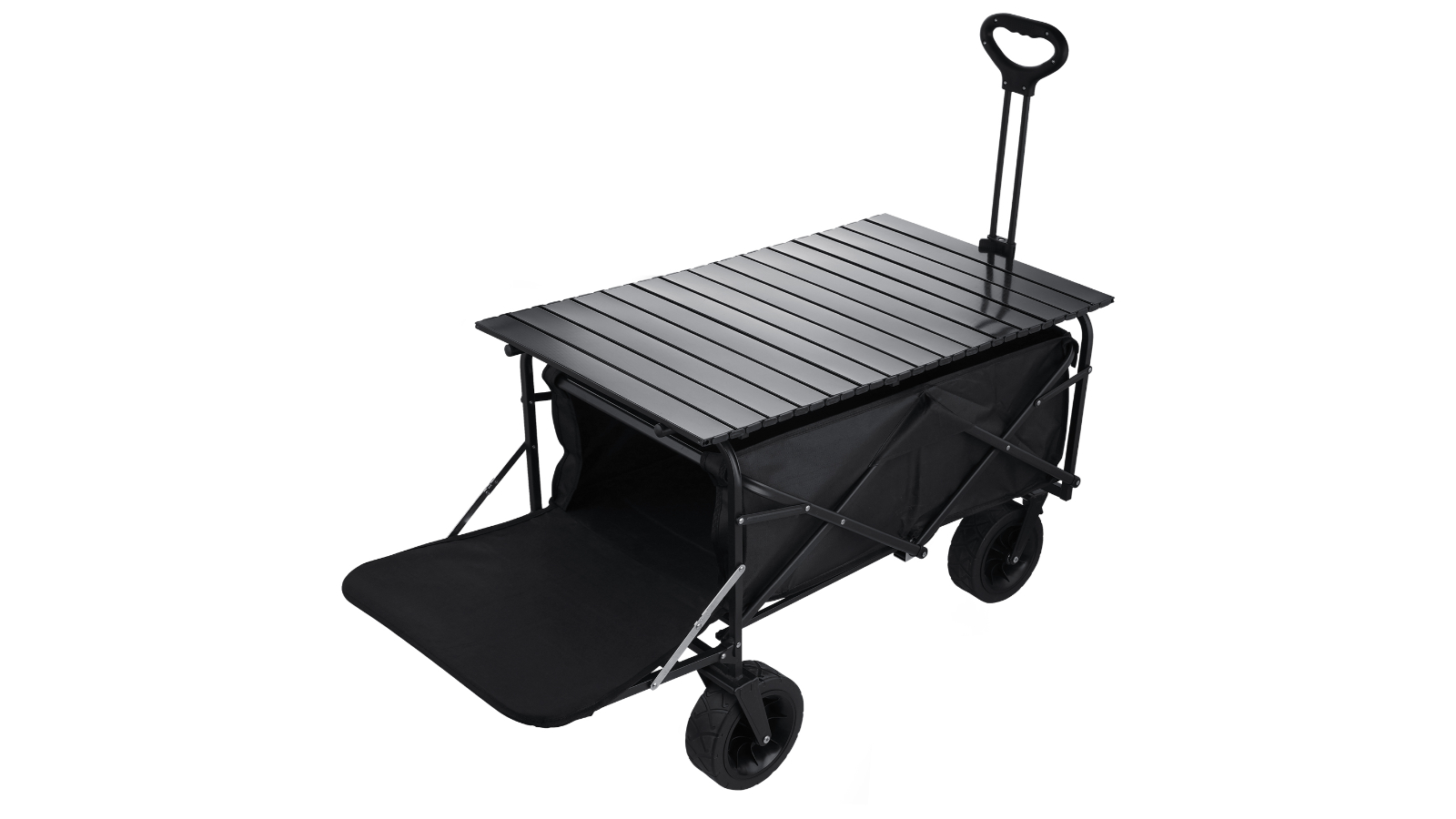 Heavy Duty Adjustable Handle Camping Wagon Cart with Table for Picnic - 150kg