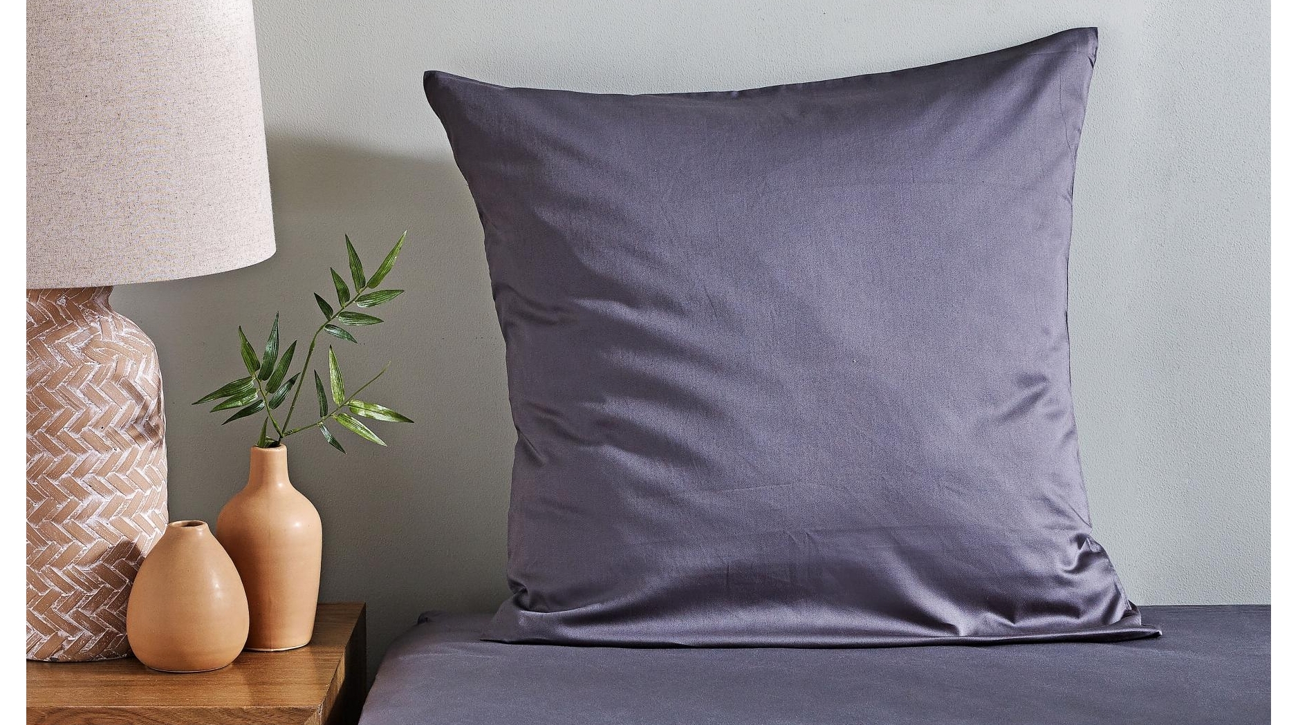 L'Avenue 300 Thread Count Cotton Charcoal European Pillowcase