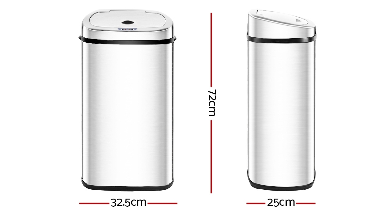 Devanti 50L Sensor Rubbish Bin Stainless Steel Harvey Norman
