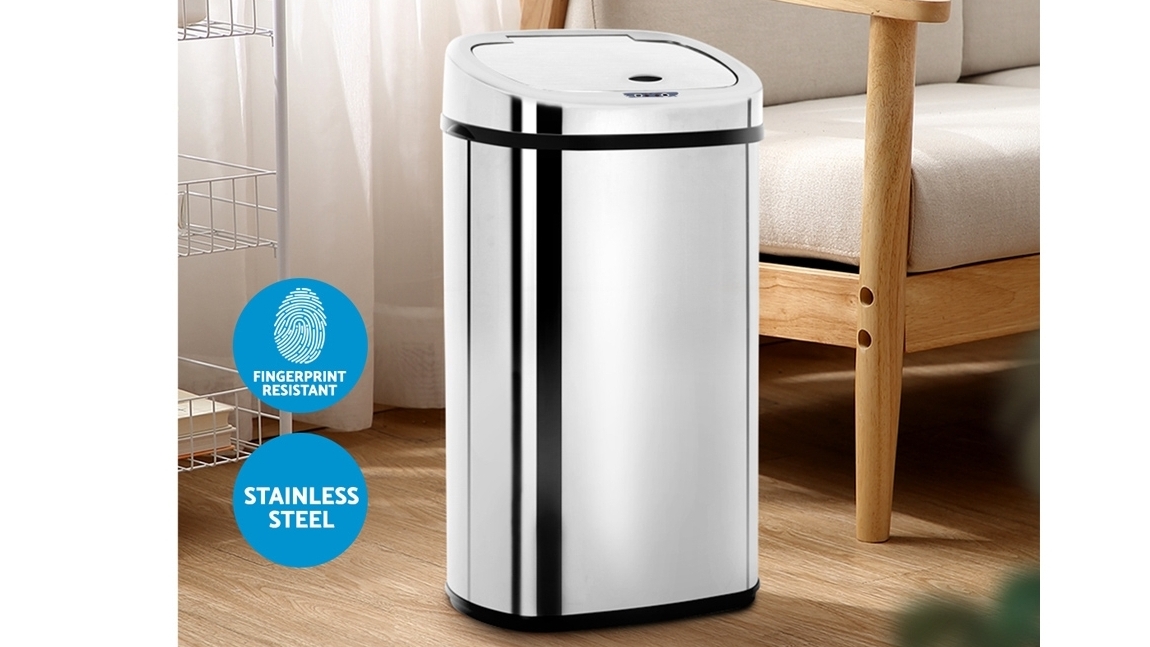Devanti 50L Sensor Rubbish Bin Stainless Steel Harvey Norman