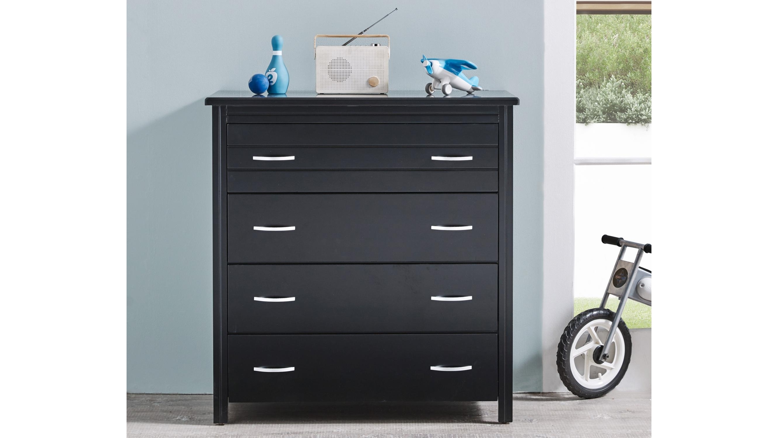 Nero 4 Drawer Tallboy Black Harvey Norman