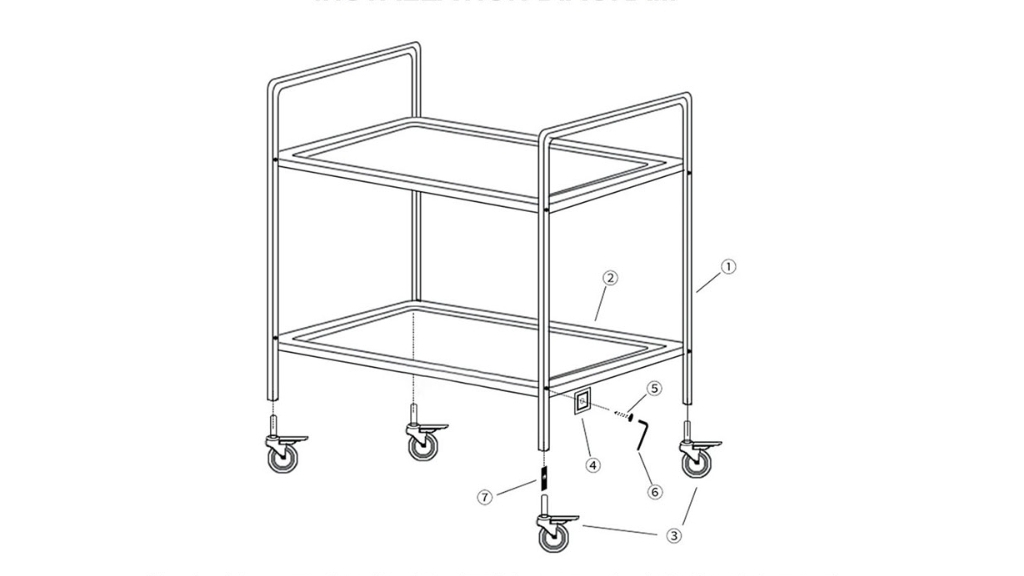 Soga 2 Piece 2 Tier 95 x 50 x 95cm Stainless Steel Food Cart Trolley - Large