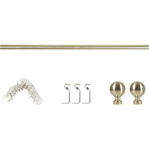 Marlow Steel Roman Quiet Rail Pole Pommel Curtain Rod Set