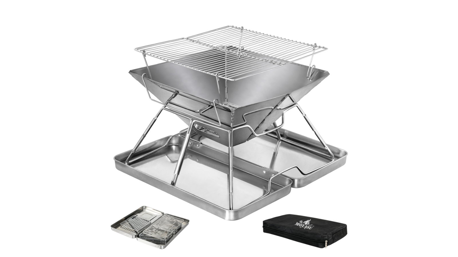 Moyasu 2-in-1 Portable Folding Charcoal BBQ Grill with Bag