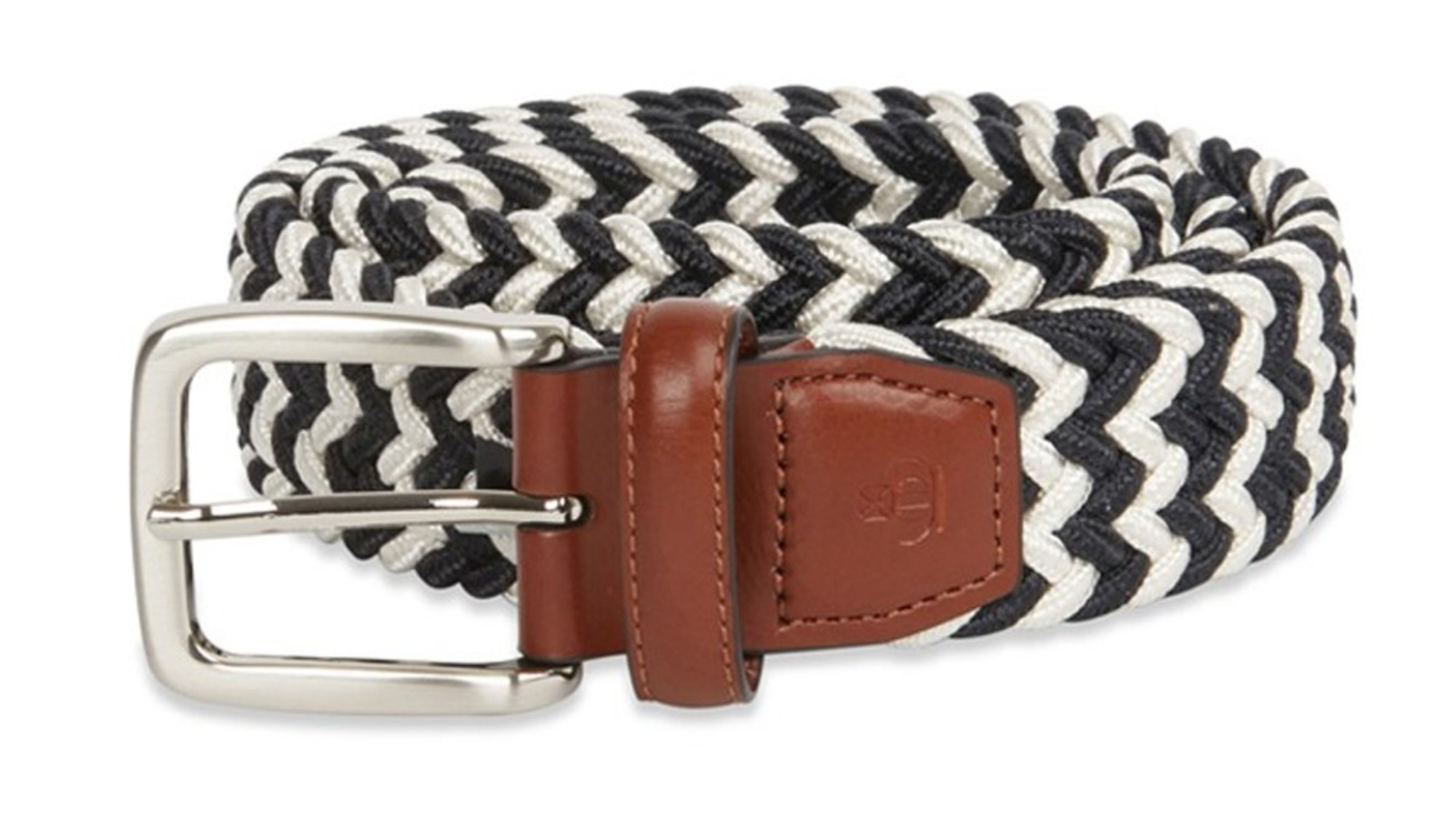 Jeff Banks Slim-line Woven Belt - Navy White