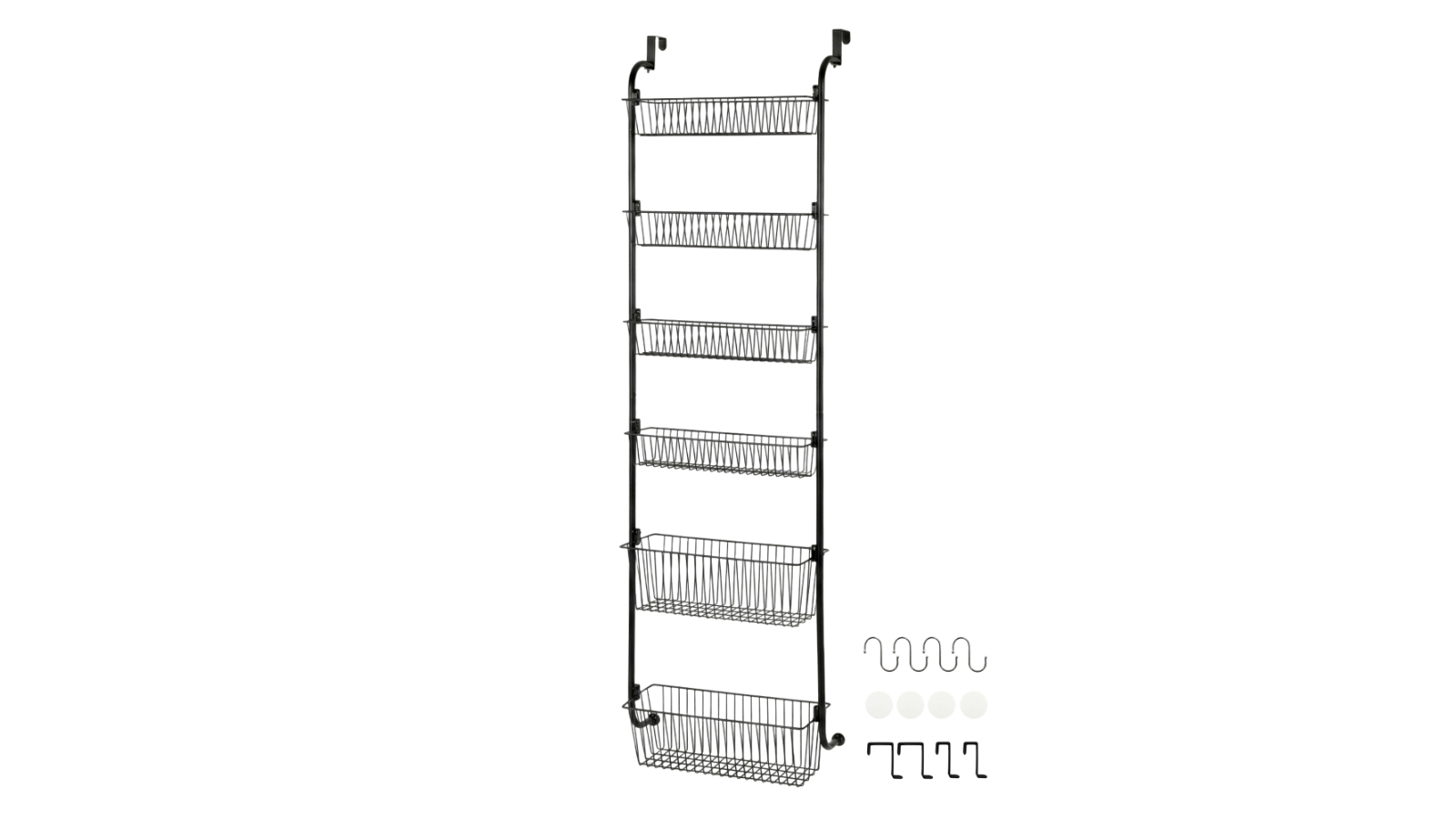 Toque 6-Tier Over Door Pantry Organiser Hanging Rack - Black