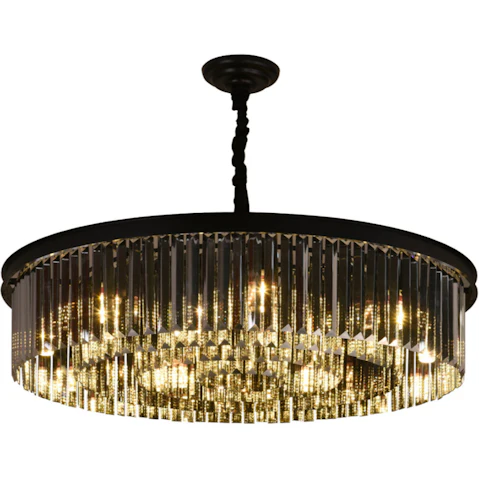 Eli & Co. Lighting 80cm 9-Light Angelo Round Crystal Chandelier - Smoke