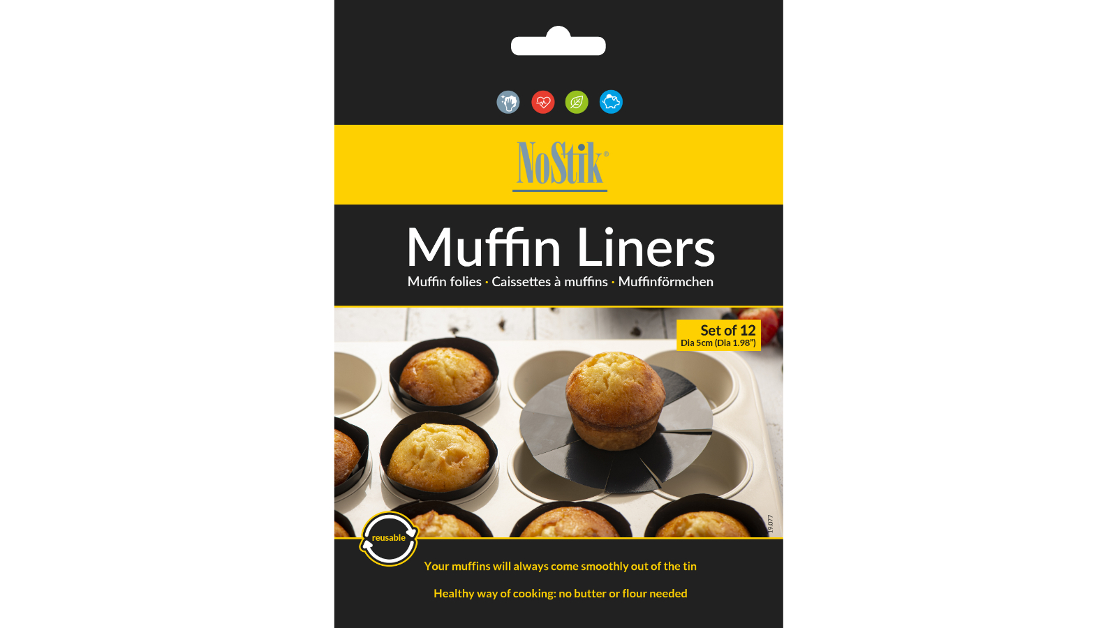 NoStik Set of 12 Muffin Liner 