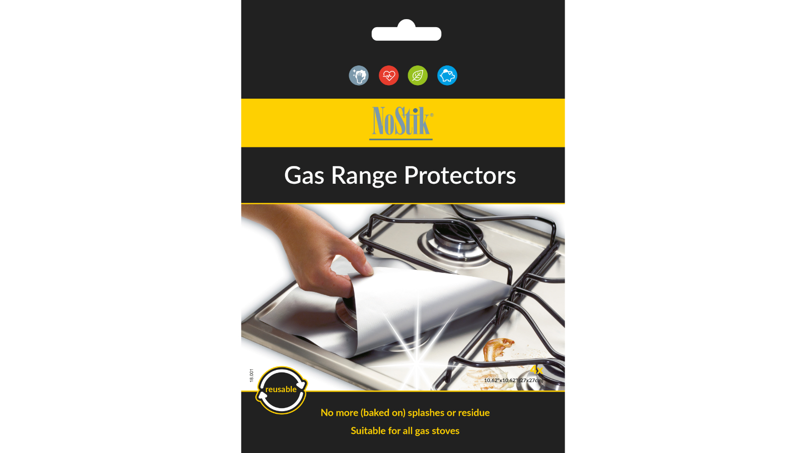 NoStik Set of 4 Gas Range Protector 