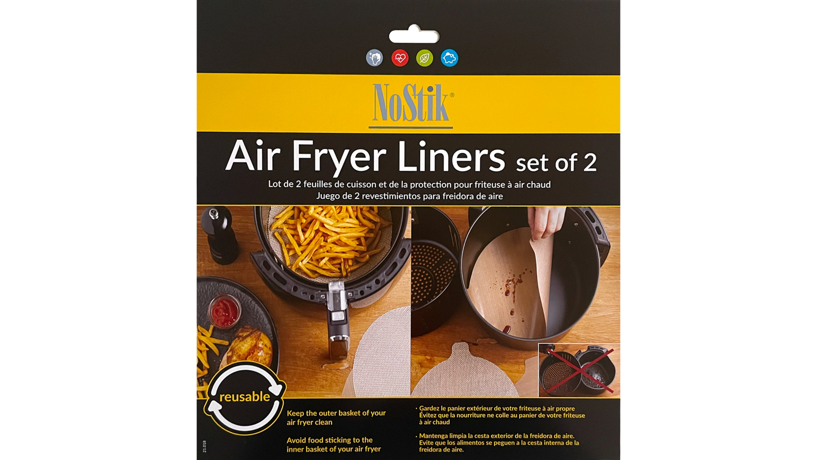 NoStik Set of 2 Round Air Fryer Liner 