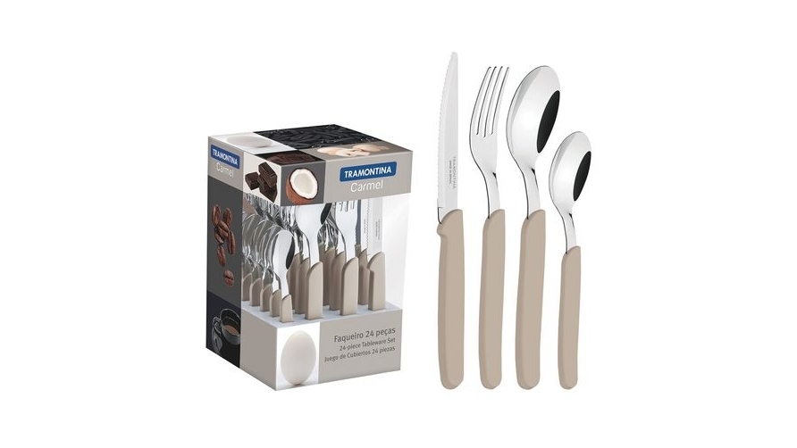 Tramontina 24 Piece Carmel Line Cutlery Set Sand Harvey Norman