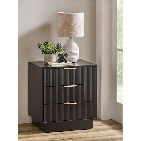 Ella 3-Drawer Bedside Table - Black