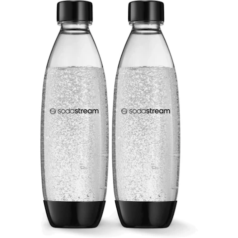 SodaStream 1L Dishwasher Safe Fuse Twin Pack Bottles - Black