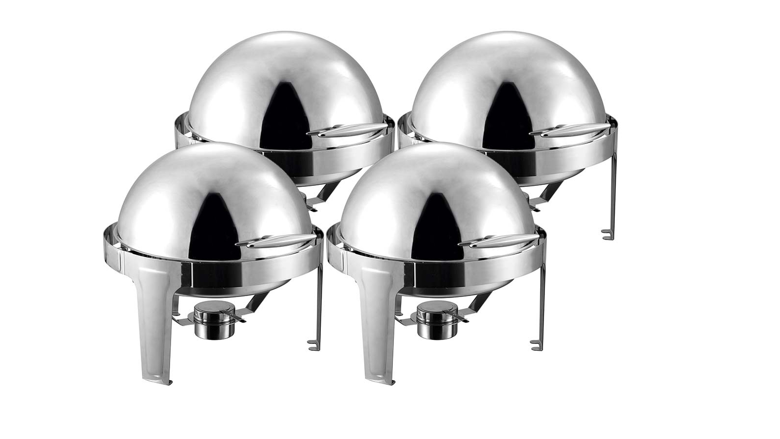 SOGA 4X 6L Stainless Steel Chafing Food Warmer Catering Dish Round Roll Top