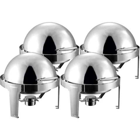 SOGA 4X 6L Stainless Steel Chafing Food Warmer Catering Dish Round Roll Top