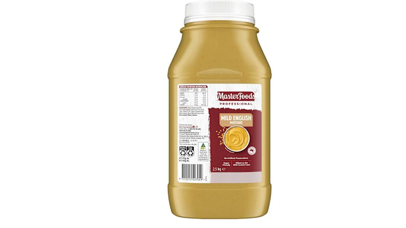 Masterfoods 2.5kg Bulk Size Mild English Mustard Sauce 