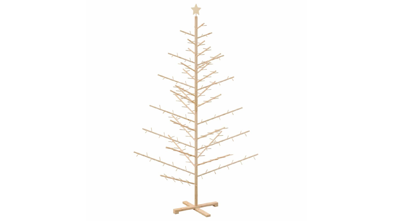 VidaXL Natural Solid Pine Wood Wooden Christmas Tree with Stand - 210 cm 