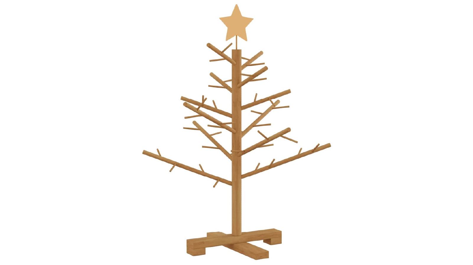 VidaXL Brown Solid Pine Wood Wooden Christmas Tree with Stand - 75 cm