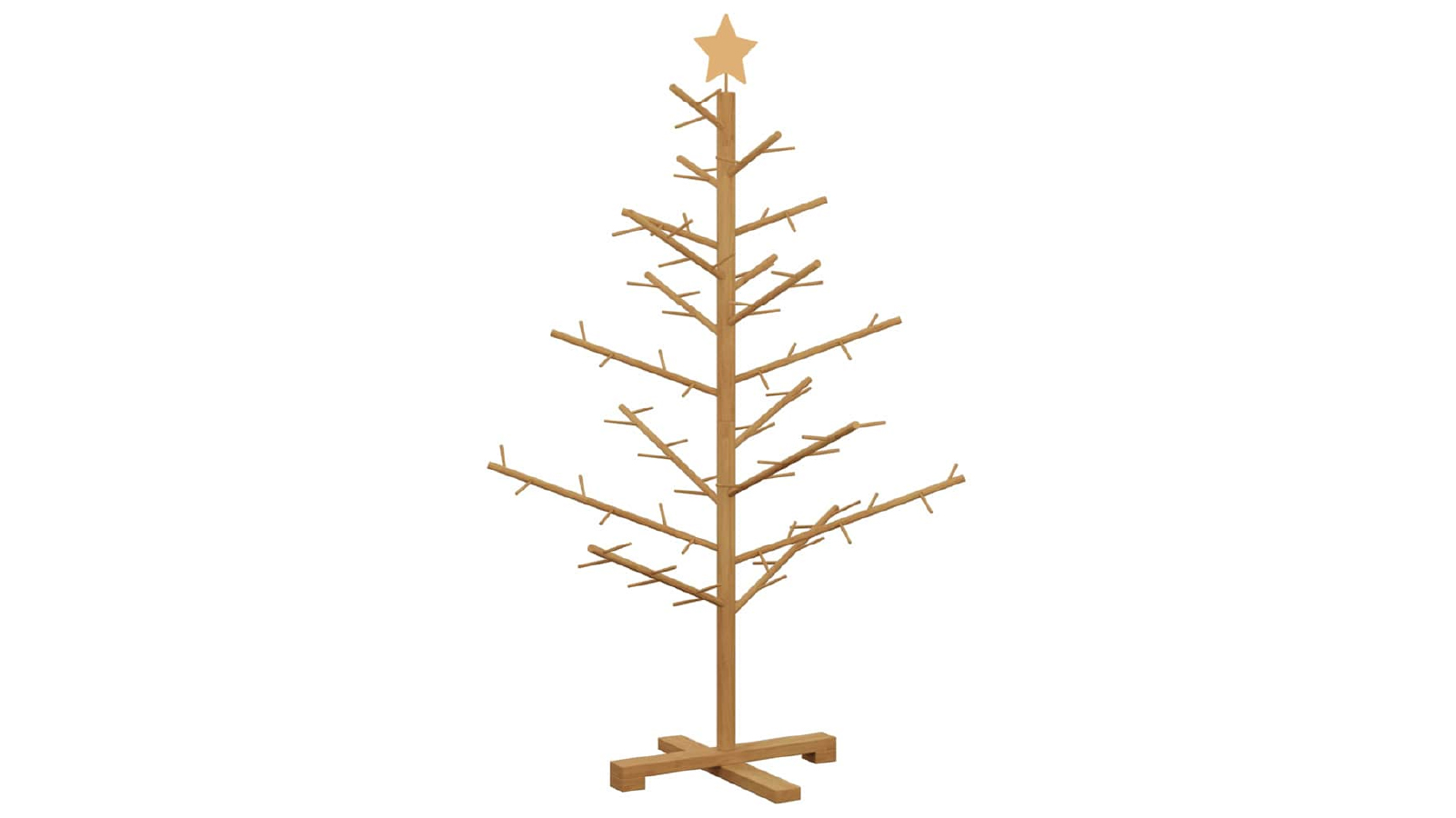 VidaXL Brown Solid Pine Wood Wooden Christmas Tree with Stand - 125 cm