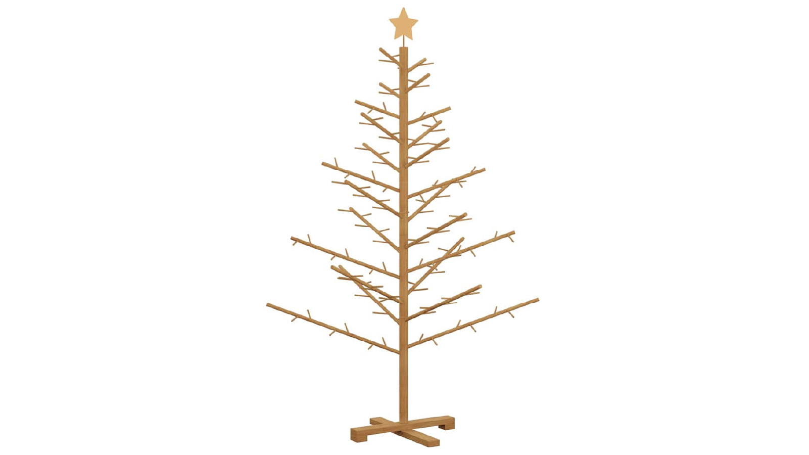 VidaXL Brown Solid Pine Wood Wooden Christmas Tree with Stand - 150 cm