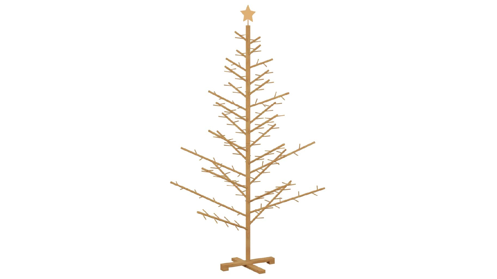 VidaXL Brown Solid Pine Wood Wooden Christmas Tree with Stand - 180 cm