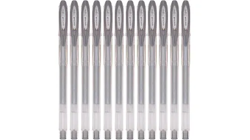 Uni-ball Signo GRIP Stick Gel Pen, Medium 0.7mm, Blue Ink, Silver/Blue Barrel, Dozen (65451