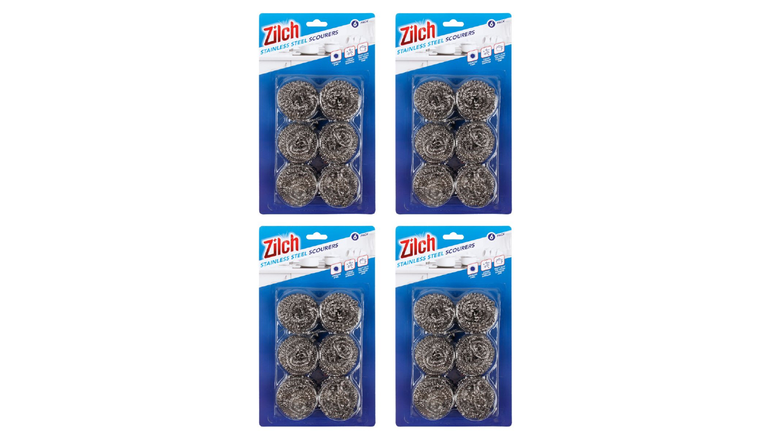 Zilch 6 Pack of 4 Stainless Steel Scourer