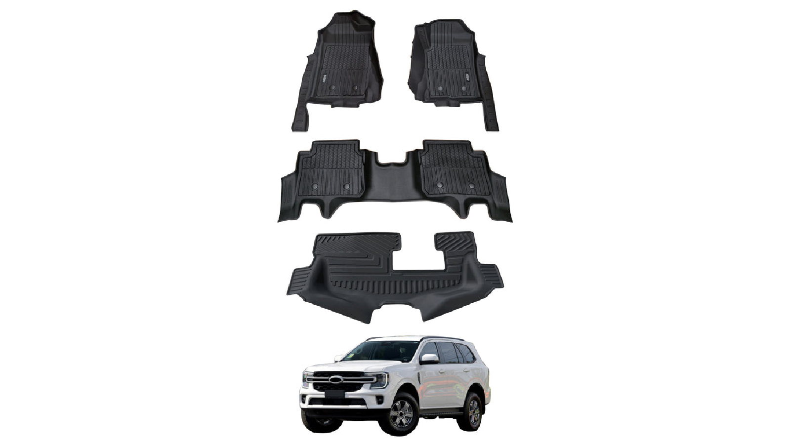 AUSGO 7D Injection Floor Mats for Ford Everest Next Gen 2022 to Onwards 7 Seater 3 Row Set