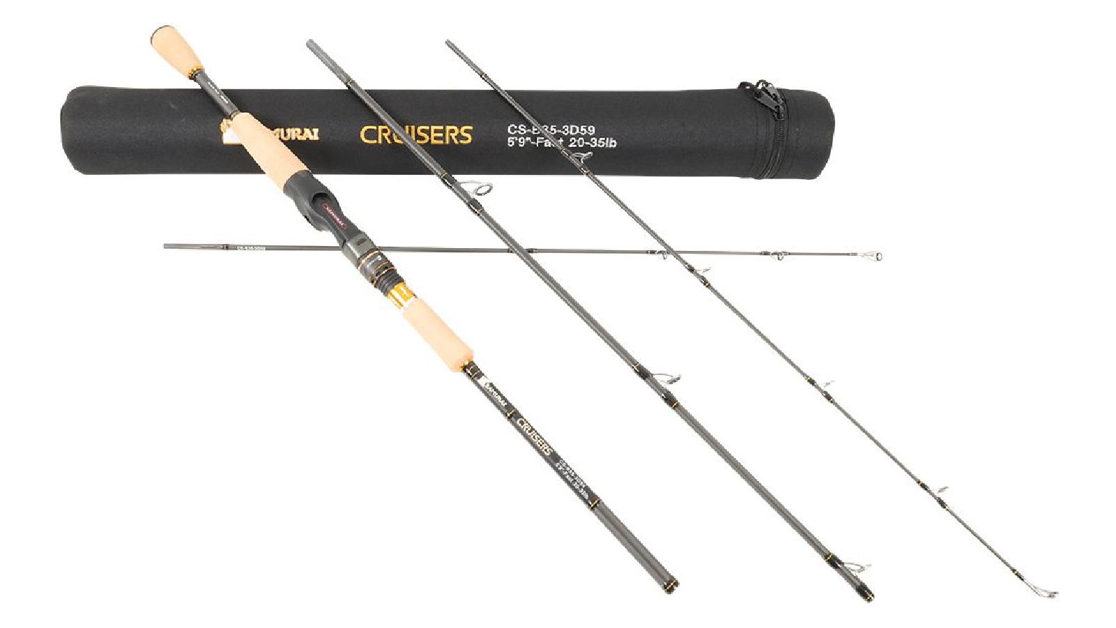 Samurai 3 Piece 5 Feet 9 Inch Cruisers Carbon Fishing Rod Spin Fast   - 20 to 35lb
