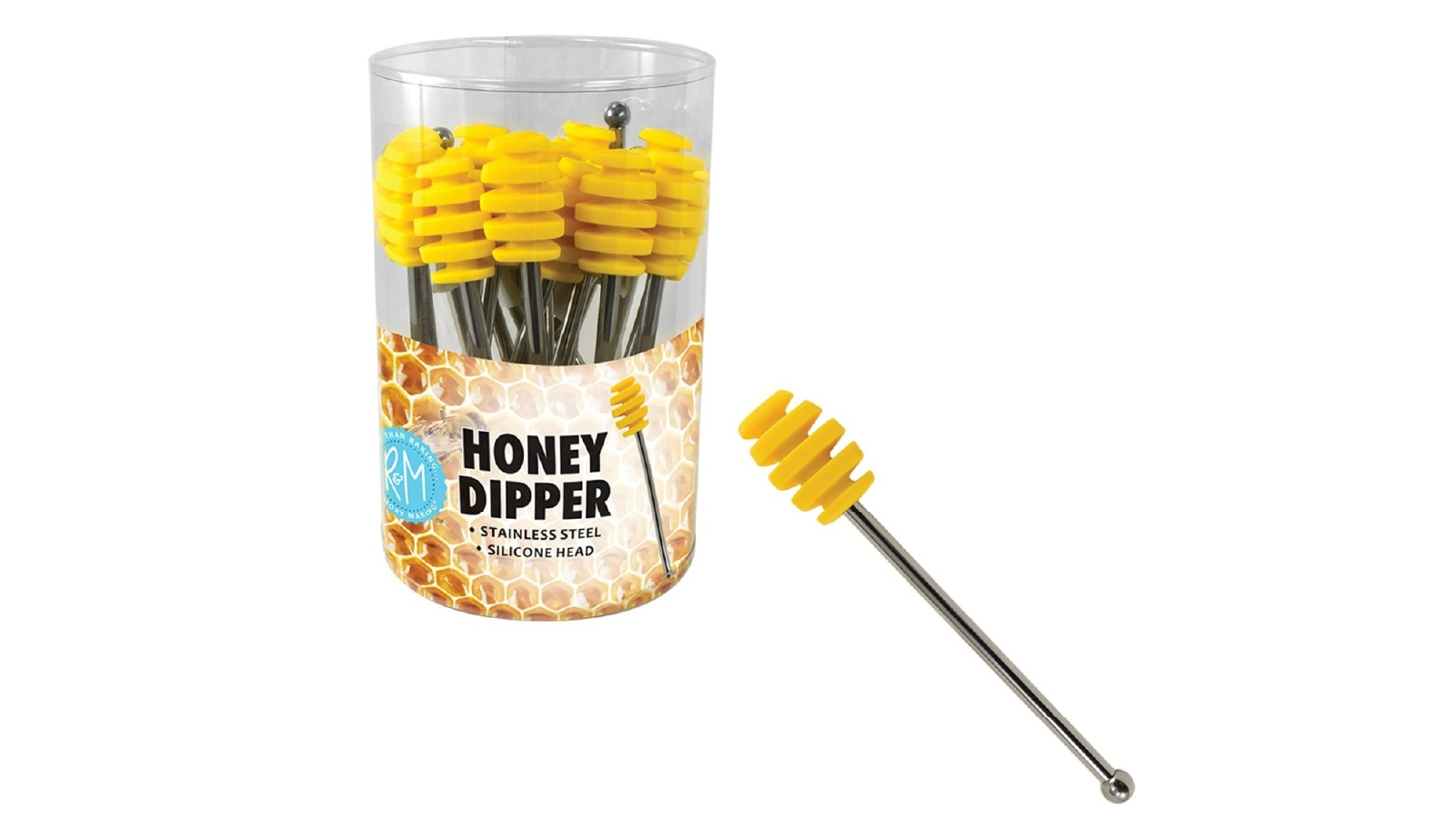Appetito Silicone Honey Dipper with Stainless Steel Handle