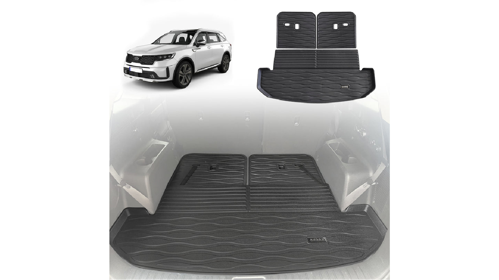 AUSGO 3 Piece Set of Boot Liner Cargo Mat for KIA Sorento MQ4 Series 2020-Onwards 