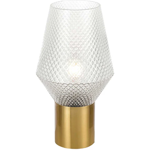 Pretty & Practical Solform Clear Antique Gold Table Lamp Elegant Accent for Living Room or Dining Area