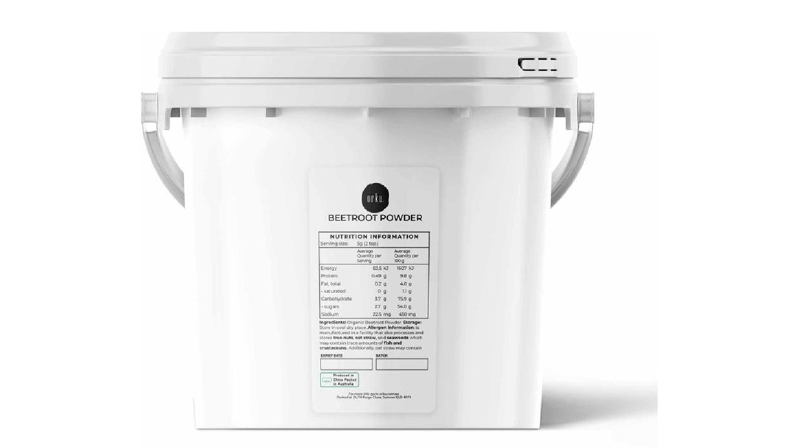 Orku Organic Beetroot Powder Bucket Superfood Beet Root Supplement Beta Vulgaris - 3kg
