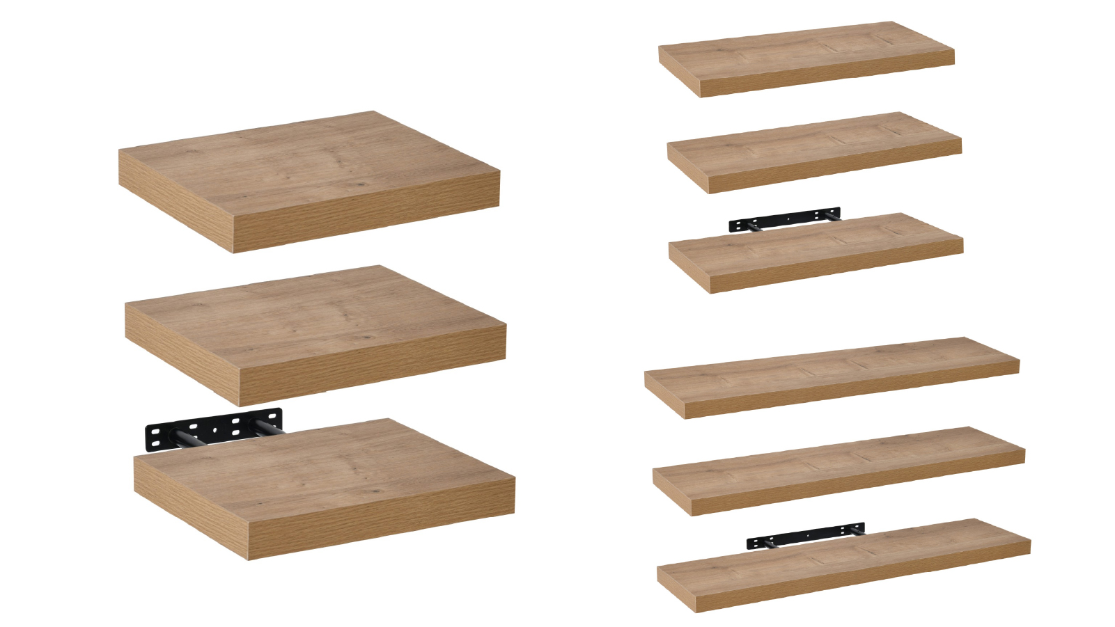 Takara 3 Set of Honey Oak Seiso Floating Wall Shelves Display Rack