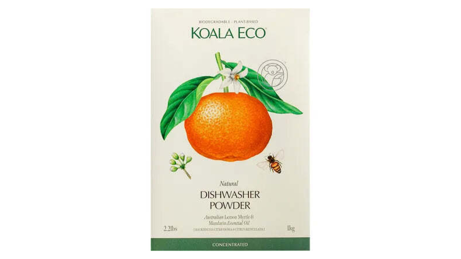 Koala Eco Dishwasher Powder with Lemon Myrtle and Mandarin - 1kg