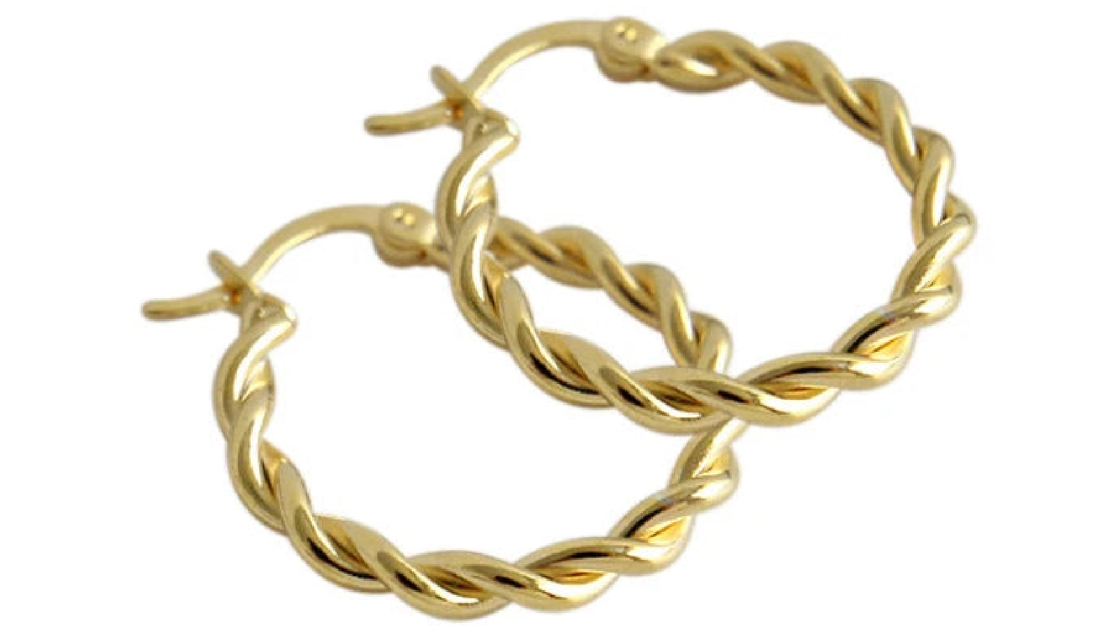 Sterling Silver Twisted Rope Hoop Gold - 20mm