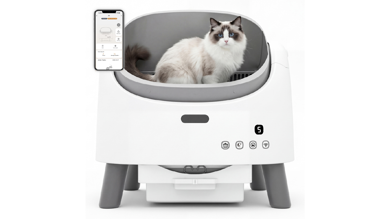 Advwin Remote Control Self Cleaning Cat Litter Box with Litter Mat
