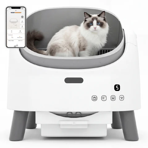 Advwin Remote Control Self Cleaning Cat Litter Box with Litter Mat