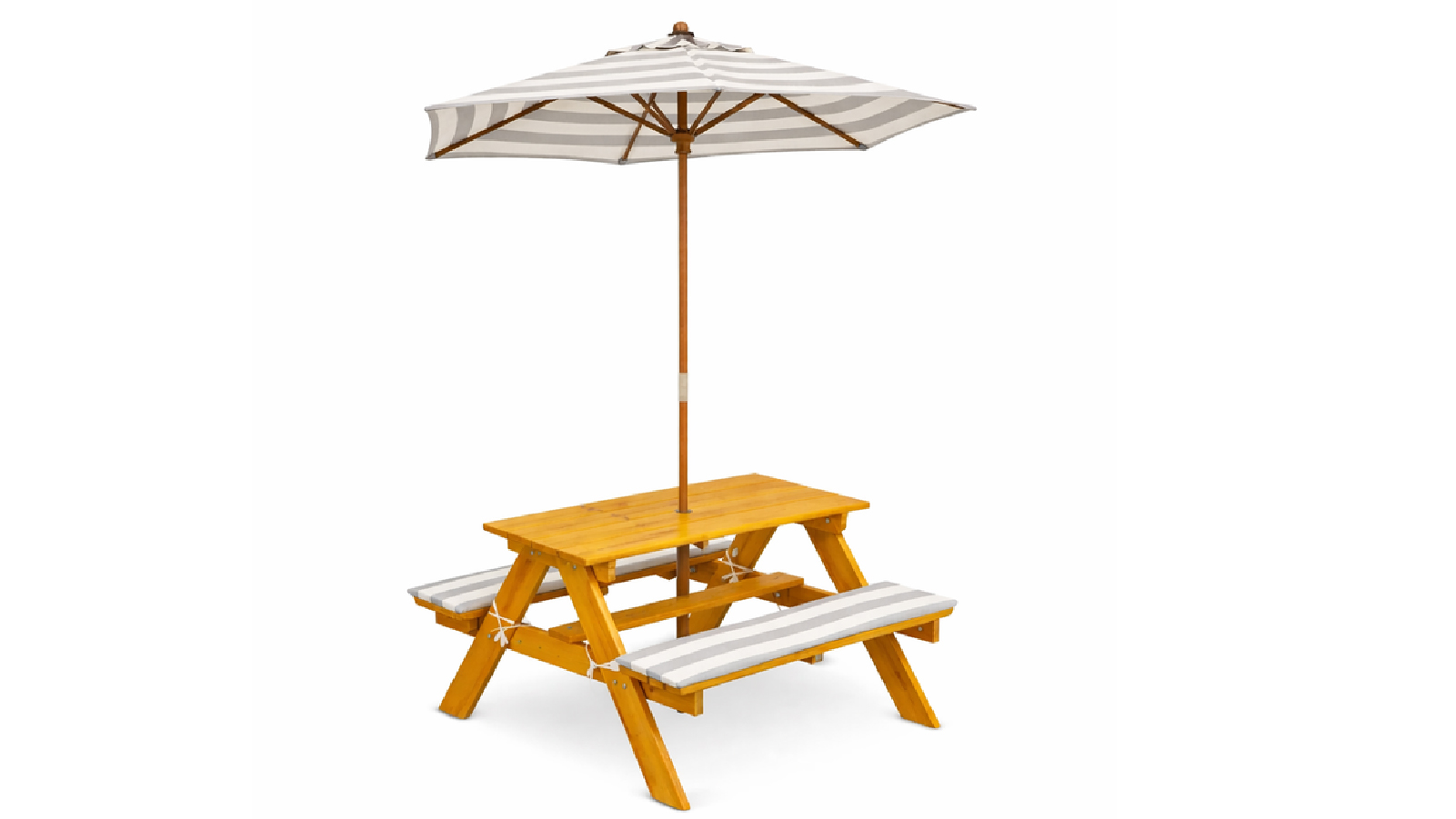 Hide & Seek Kids Picnic Table with Umbrella and Cushions - Grey & White