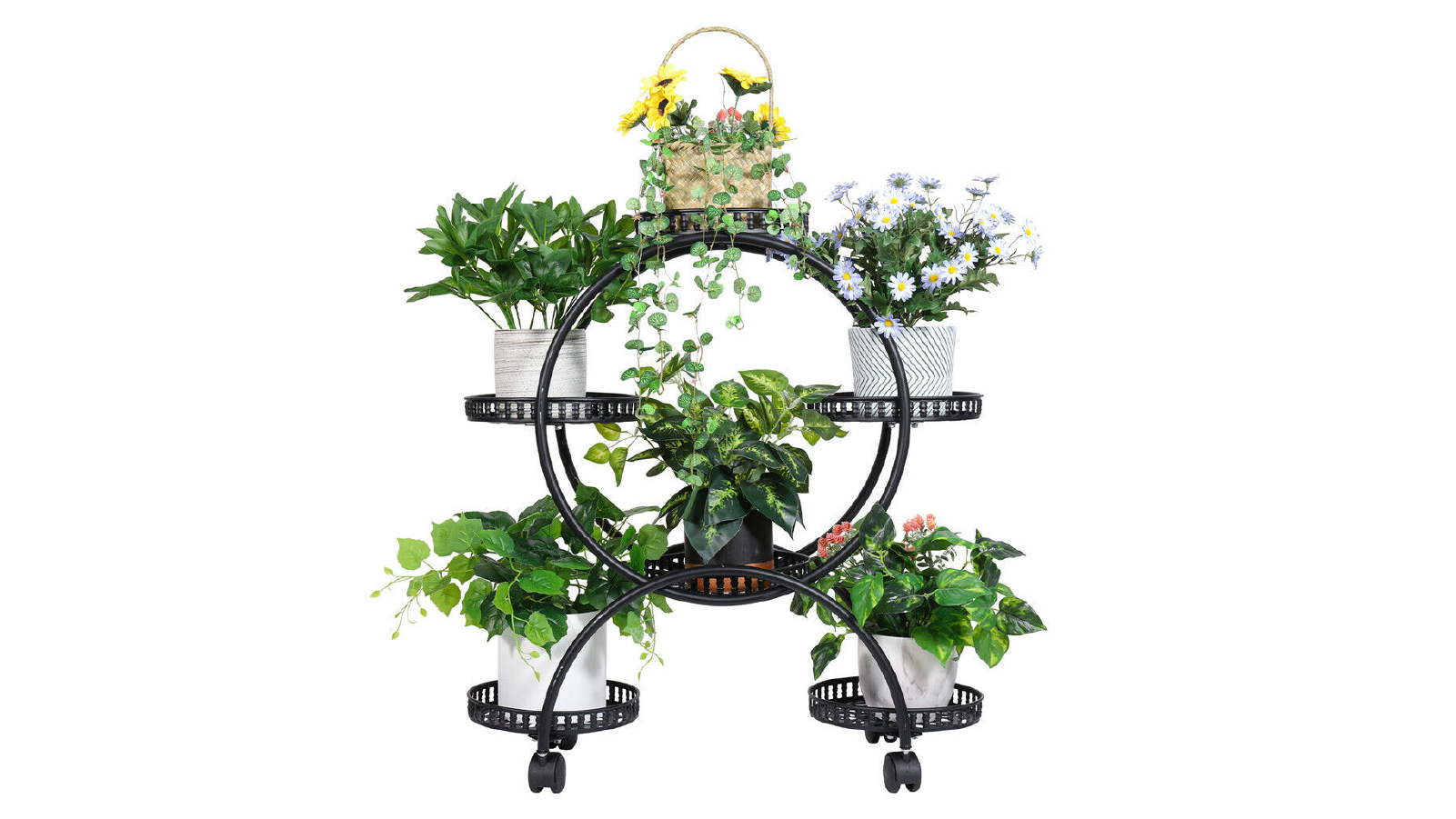 Pretty & Practical 4 Tier Rolling Metal Plant Rack